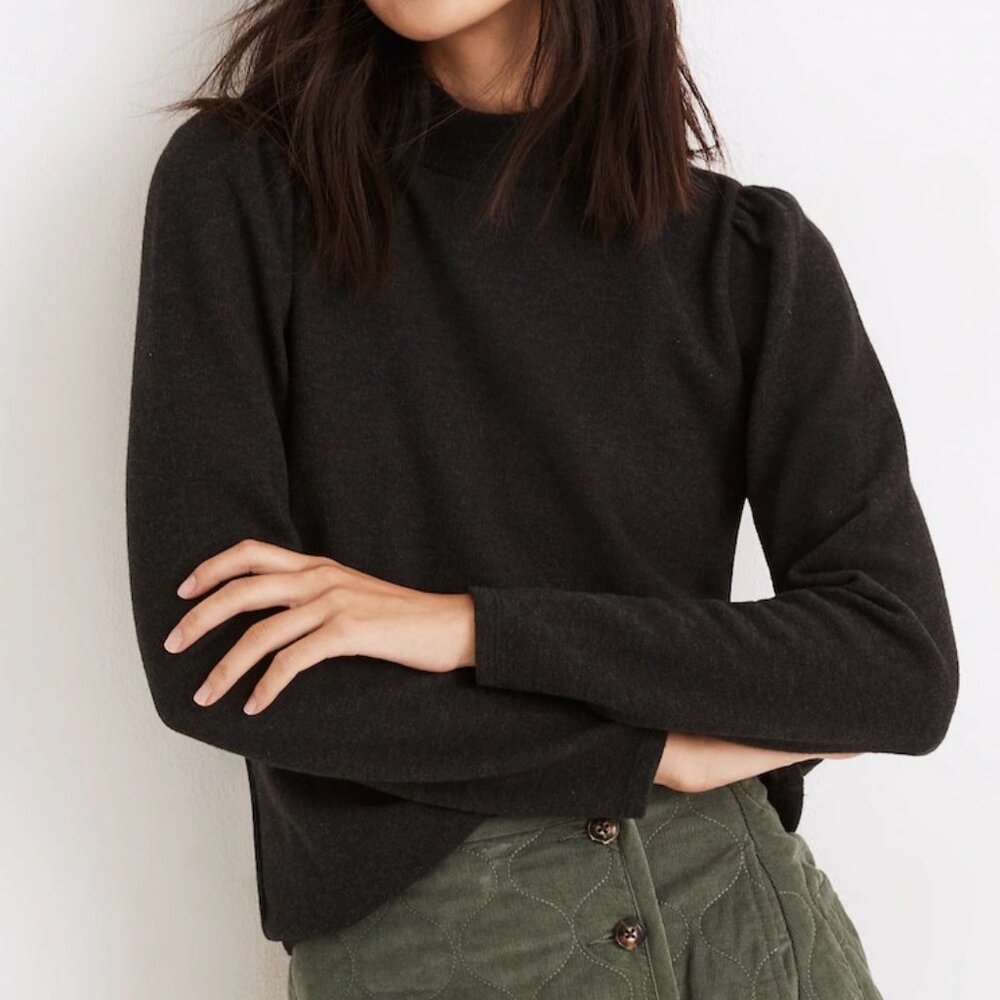 Madwell Plush Mockneck Puff-Sleeve Sweater sz M